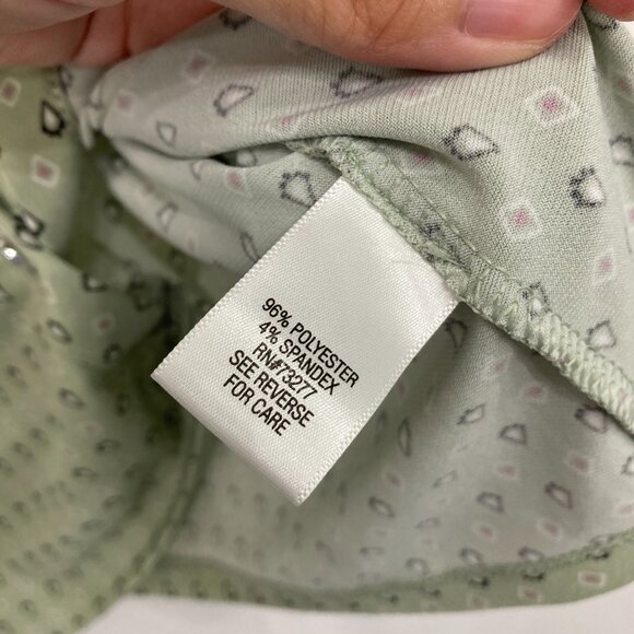 Croft & Barrow size 1X Green Sage Geometric Print Stretch Short Sleeve Button Up - Picture 7 of 9